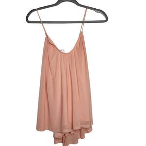 BEBE Solid Strappy Crossback Coral Mesh Tank XS